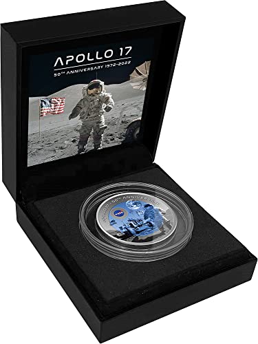 2022 DE Space Монети PowerCoin Apollo 17 50th Anniversary 1 Унция Титановая монета 2 Cedis Гана 2022 BU Лъскава