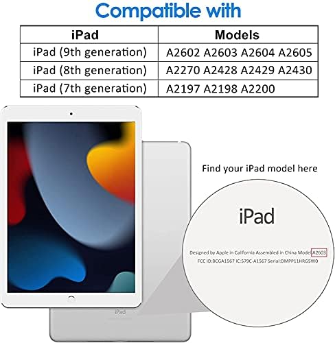 TPACC Калъф за iPad 10.2 инча 2021 iPad 9th / 8th /7th Поколение 2020/2019, Тънък Сгъваем Калъф от Изкуствена