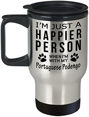 Кафеена Чаша За Любителите на кучета В Пътуването - По-Щастлив Човек С Португалски поденго - Подаръци За спасението