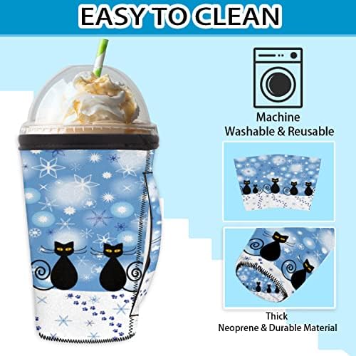 Коледен Cartoony Братства Сняг за многократна употреба Кафе ръкав С Лед с дръжка От Неопрен За Напитки, кафе