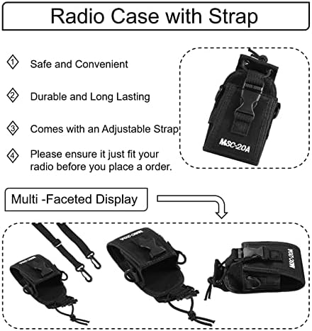 KUIDAMOS Универсална Чанта за радиостанции, Черен калъф MSC-20A, Найлонов Калъф с каишка за Kenwood Motorola/HYT,