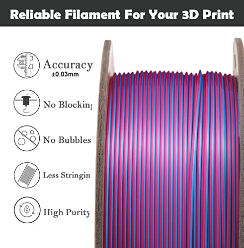 Конци PLA 3D, конци DB PLA Точността на 1,75 mm +/- 0,03 мм е Подходящ за повечето принтери FDM, 2 Цвята в 1