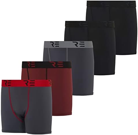 Real Essentials 5 Опаковки: Компресия къси панталони за младежи за момчета - Спортни Боксови гащи От еластан