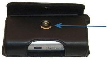 Корпоративна Хоризонтален черен кожен калъф за носене на HTC P3600 марка Gomadic с вградена линия за колан и